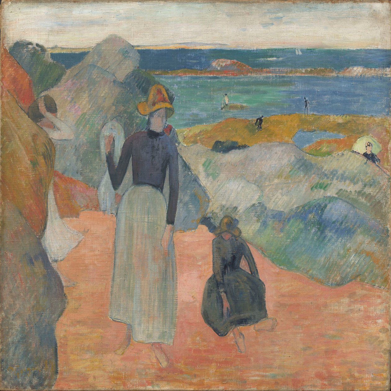 Rannalla, Bretagne tekijältä Paul Gauguin