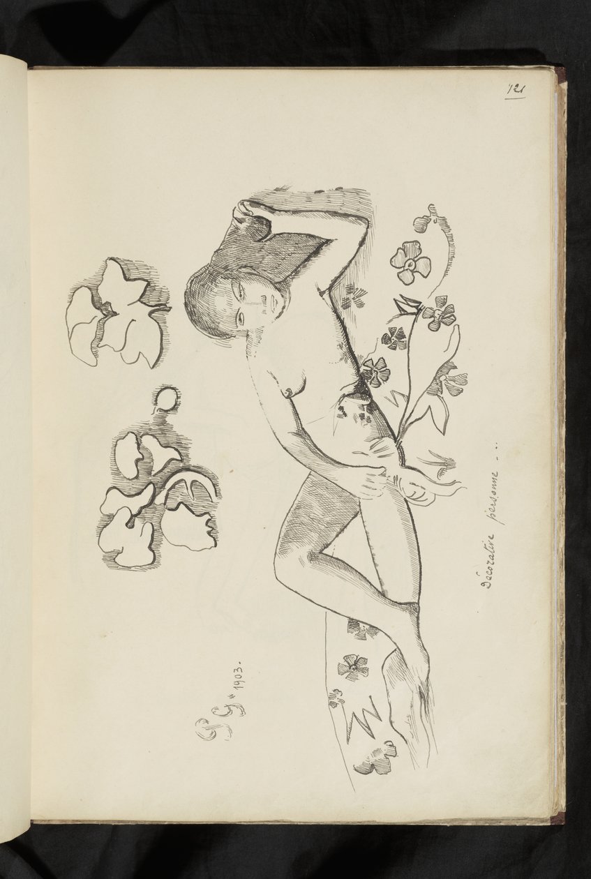 Ennen ja jälkeen - piirustus "koristeellinen henkilö" tekijältä Paul Gauguin