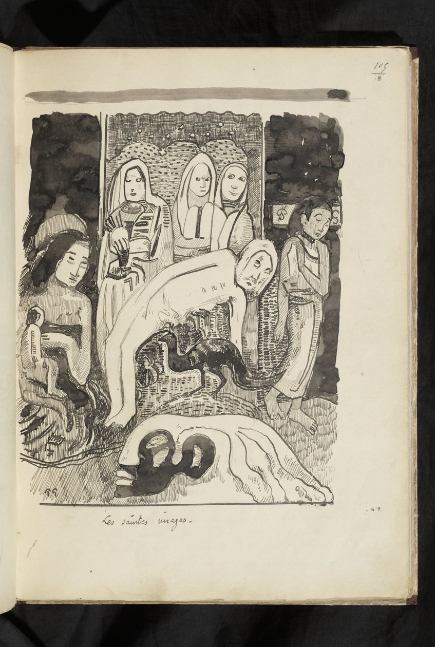 Ennen ja jälkeen - piirustus "Pyhät kuvat" tekijältä Paul Gauguin
