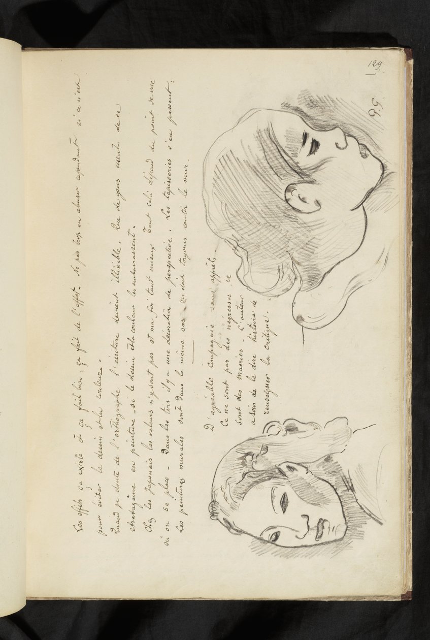 Avant et après - teksti ja kaksi piirustusta tytön päästä tekijältä Paul Gauguin