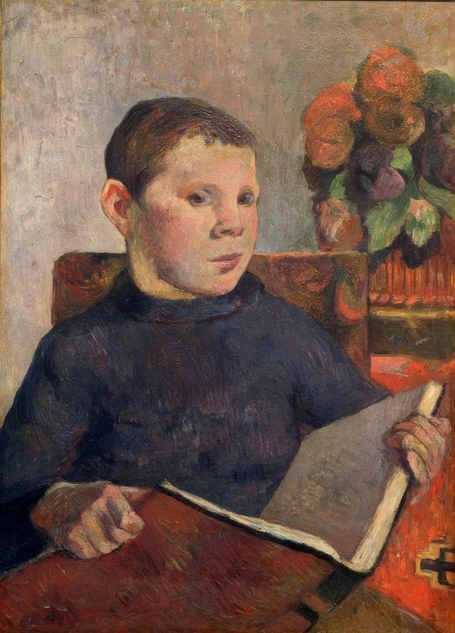 Bildnis des Sohnes Clovis mit einem Buch tekijältä Paul Gauguin