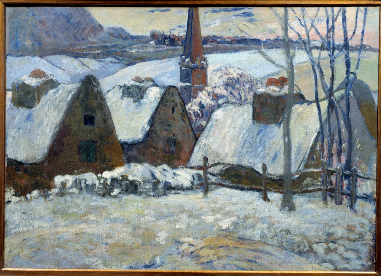 Breton kylä lumen alla vuonna 1894. Paul Gauguinin maalaus (1848 - 1903) tekijältä Paul Gauguin