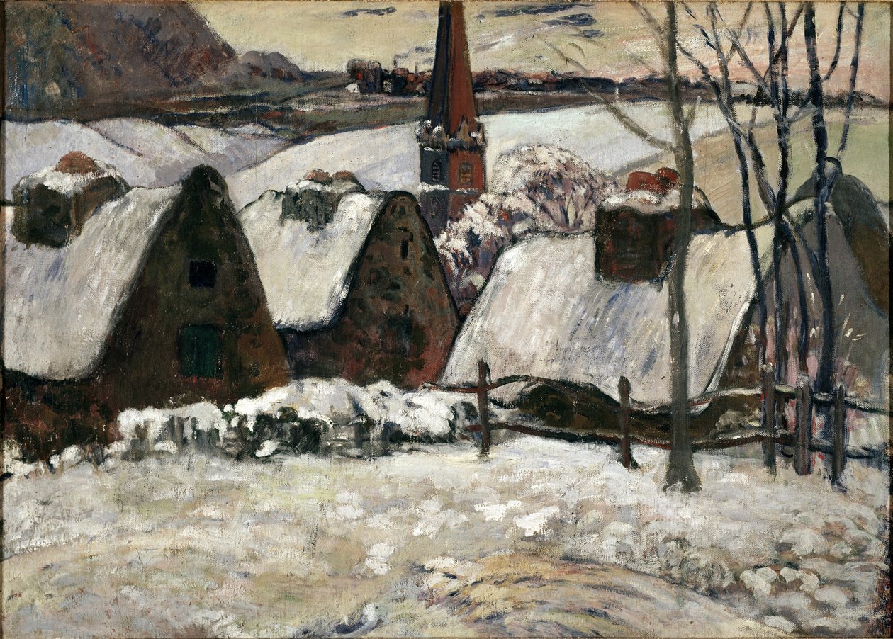 Breton kylä lumen alla (öljy kankaalle tekijältä Paul Gauguin