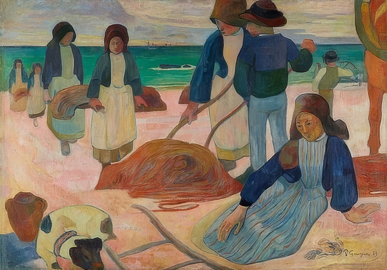 Breton merilevän keräilijät (II) (Ramasseuses de varech (II)). 1889 tekijältä Paul Gauguin