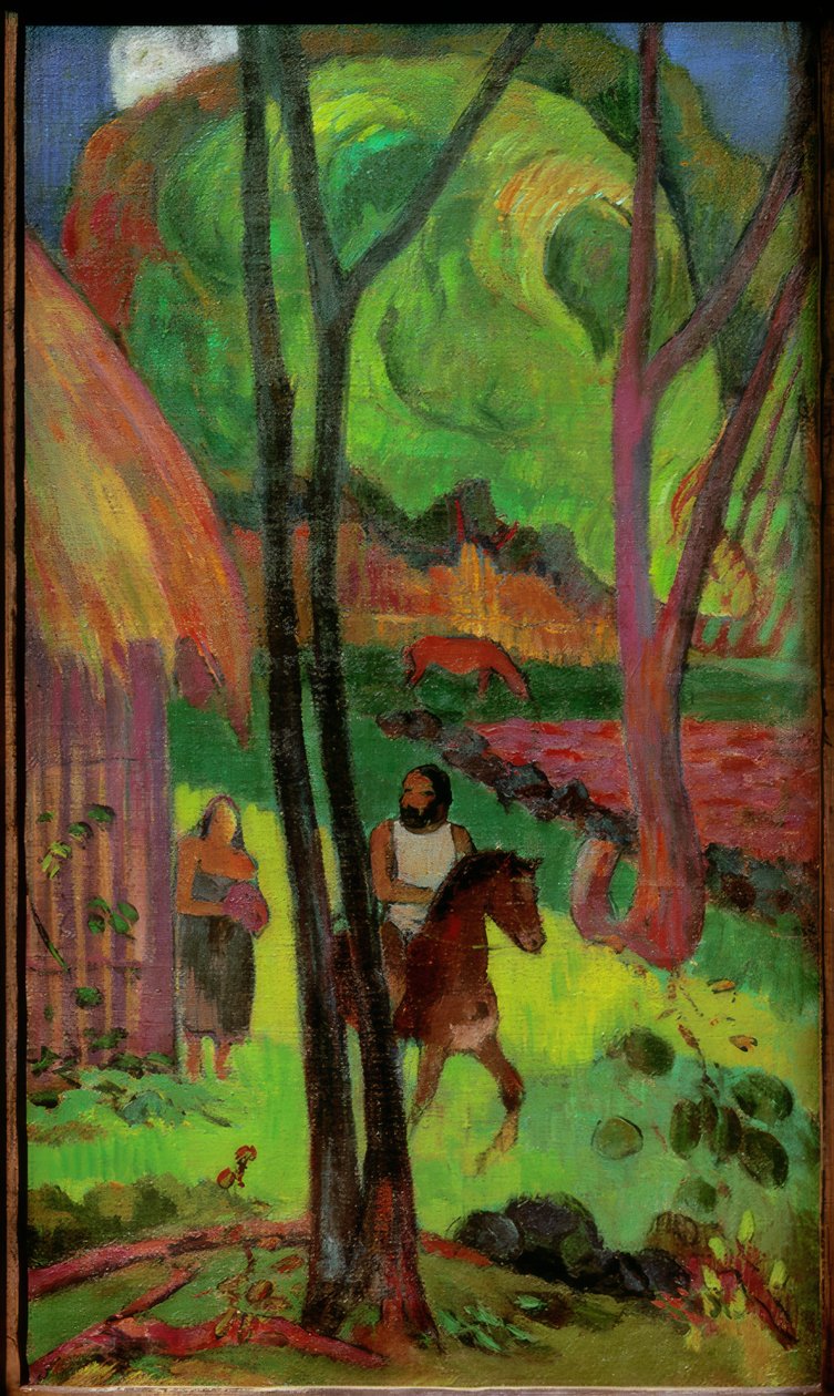 Cavalier devant la case tekijältä Paul Gauguin