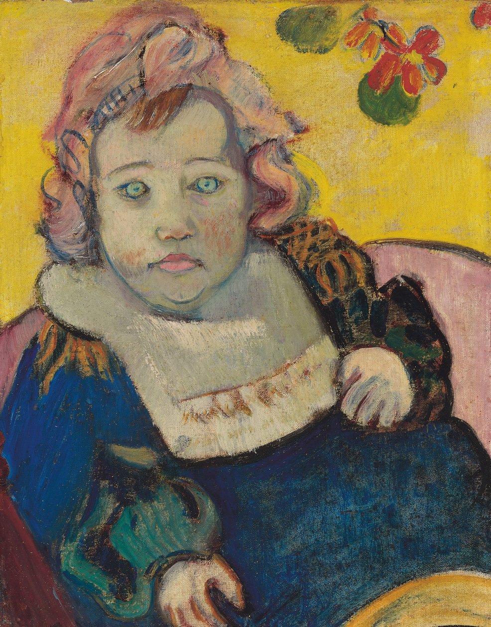 Lapsi, jolla on ruokalappu tai vauva; Enfant au bavoir, 1895 tekijältä Paul Gauguin