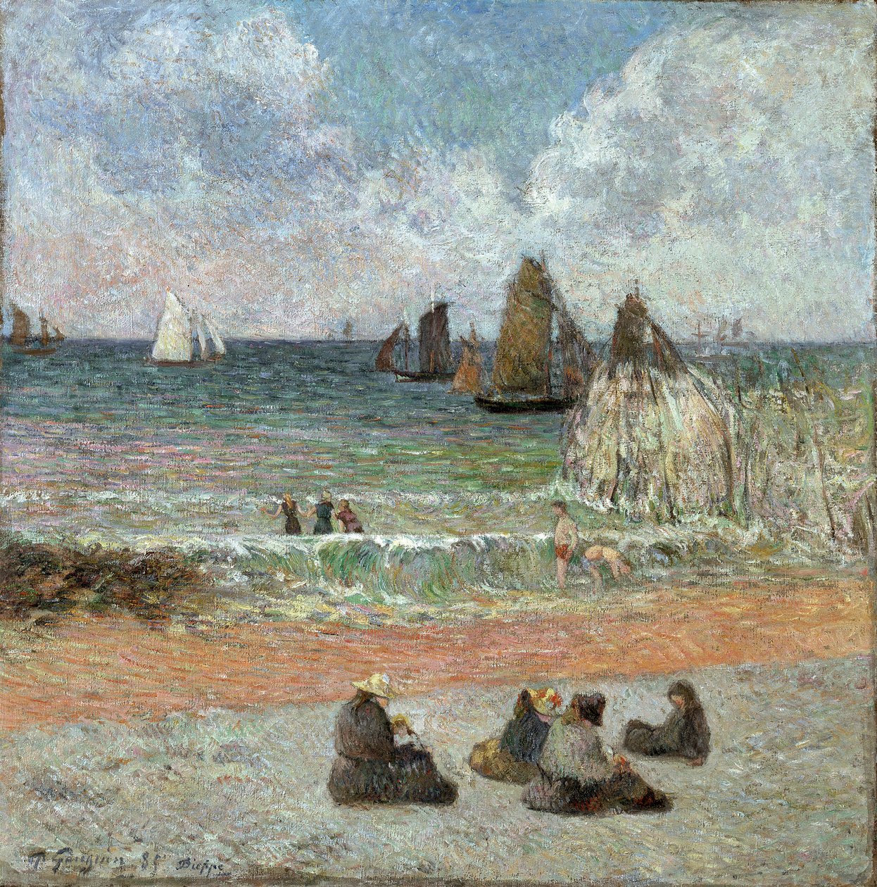 Rannikko Dieppe par Gauguinissa, Paul Eugene Henri (1848-1903). Öljy kankaalle, koko: 71,5x71,5 tekijältä Paul Gauguin