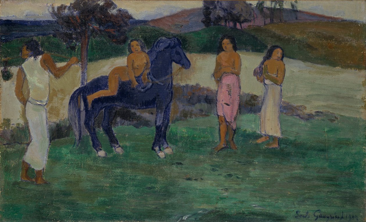 Kokoonpano hahmoilla ja hevosella tekijältä Paul Gauguin