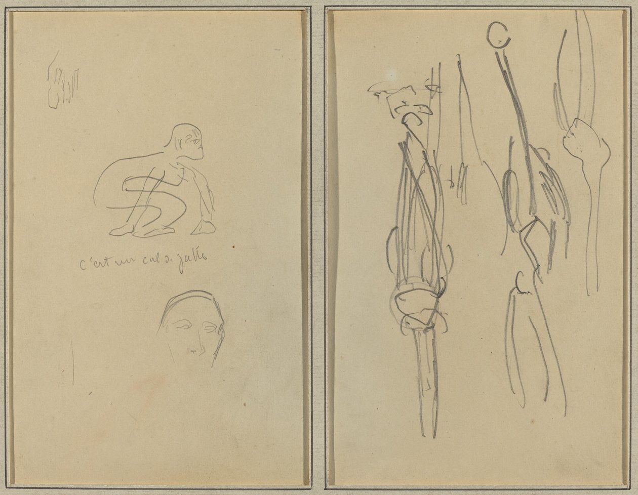 Hiipivä apina ja miehen pää; Luut ja lihakset [käänteinen] tekijältä Paul Gauguin
