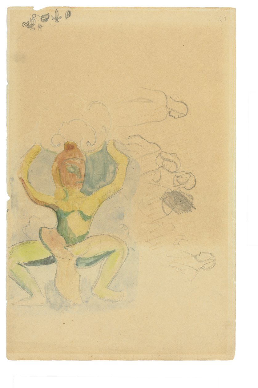 Danse maori (vesiväri  lyijykynä paperille) tekijältä Paul Gauguin