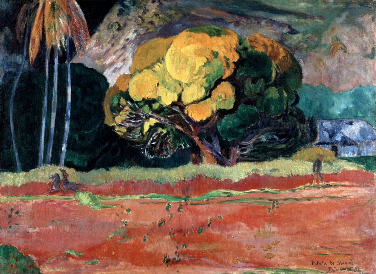 Fatata Te Moua vuoren juurella, 1892. tekijältä Paul Gauguin
