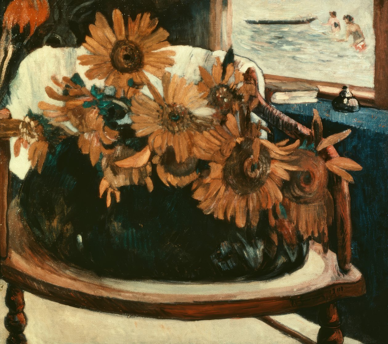 Auringonkukankukkia tuolissa I tekijältä Paul Gauguin