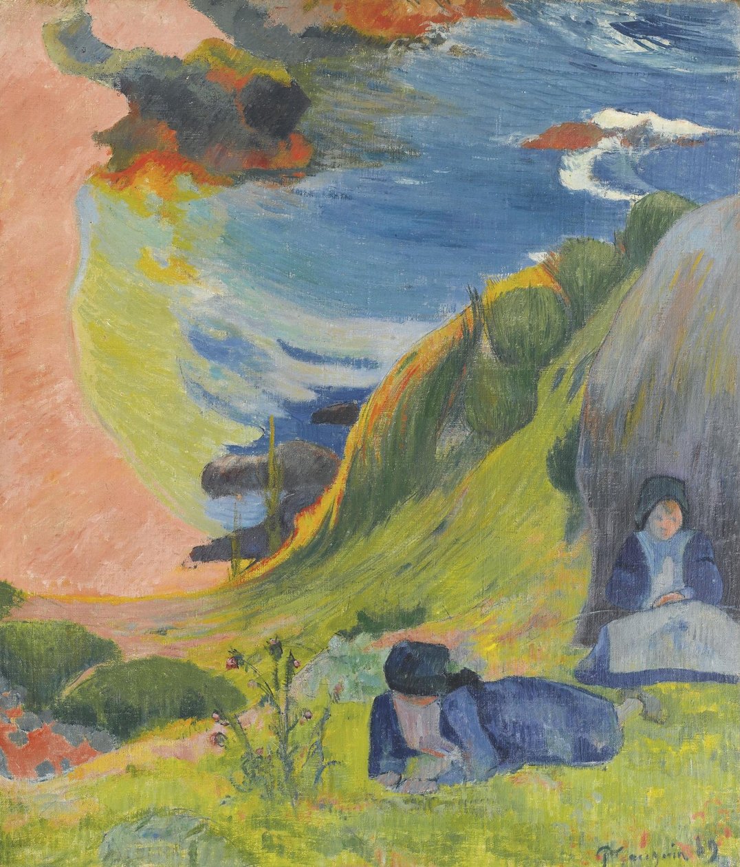 Ranskalainen:  Au-dessus de la mer Meren yläpuolella. tekijältä Paul Gauguin
