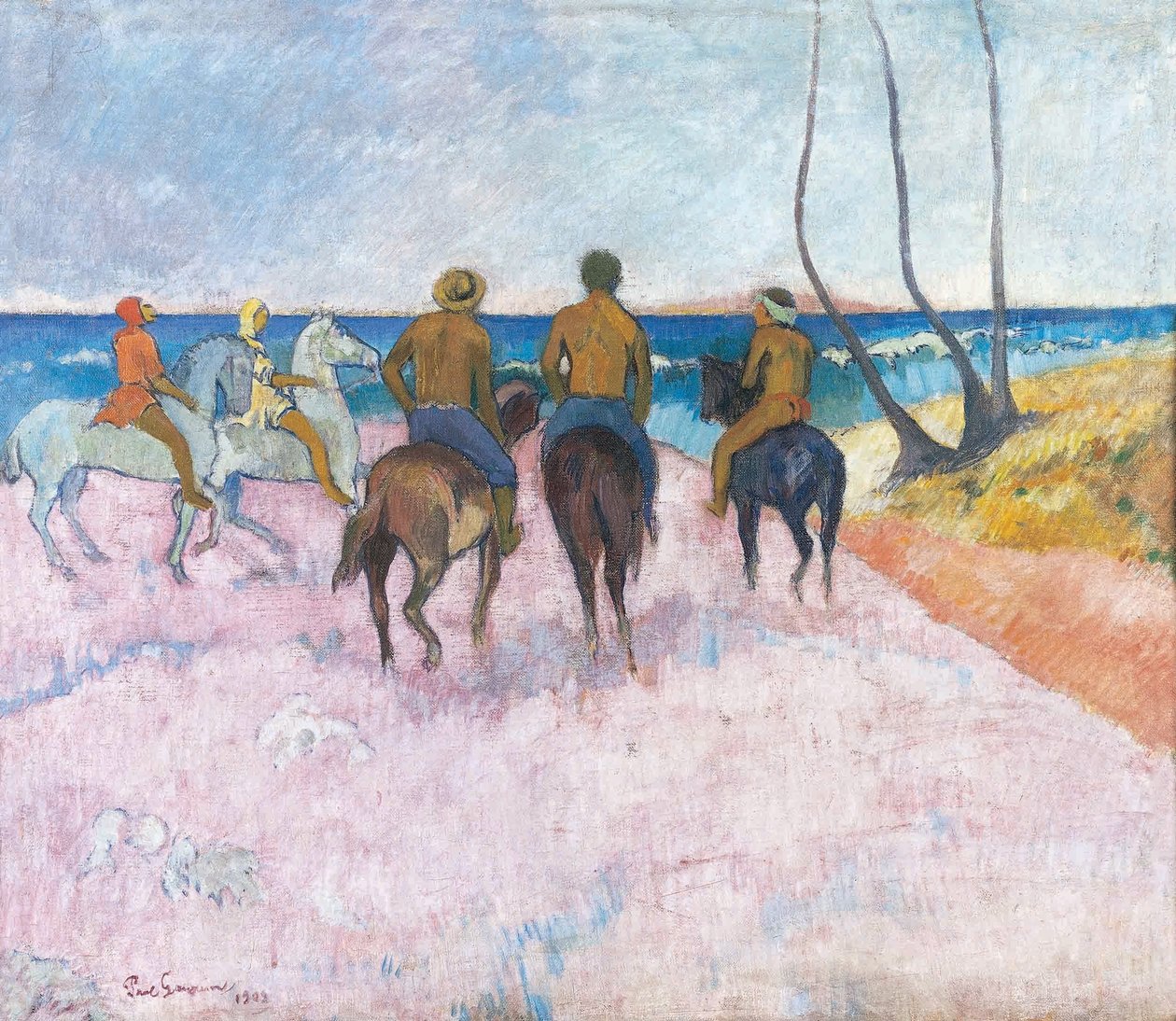 Ranskalainen:  Cavaliers sur la plage 28I29 Riders on the Beach (I): Cavaliers sur la plage 28I29 Ratsastajat rannalla (I) tekijältä Paul Gauguin