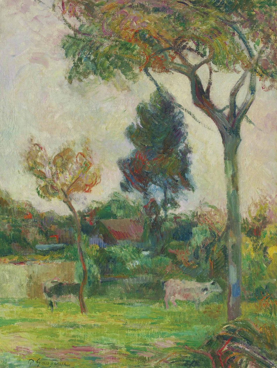 Ranska: Deux vaches au pré, ou Les Deux vaches Kaksi lehmää niityllä. tekijältä Paul Gauguin