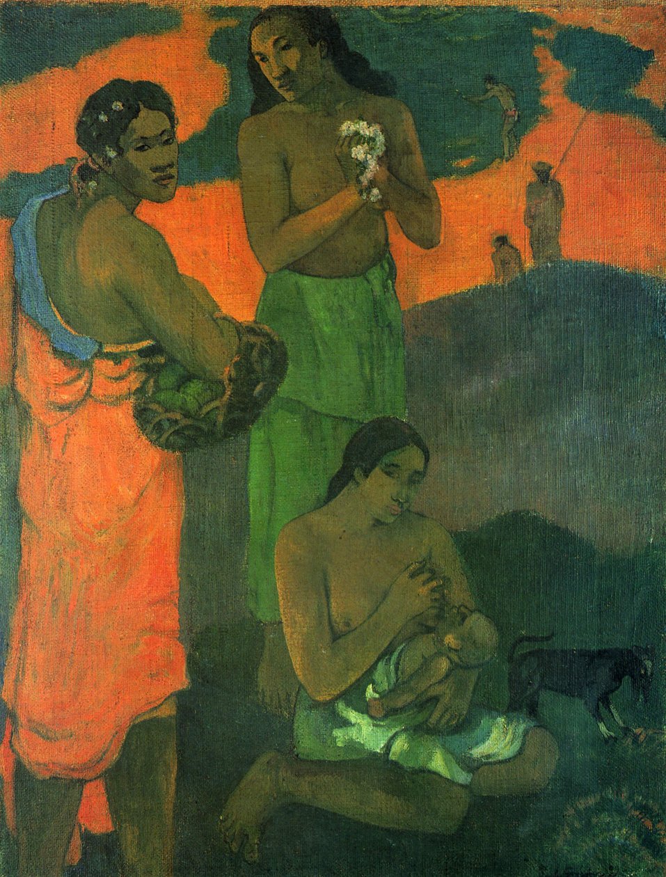 Ranska: Femmes sur le bord de la mer, ou Maternité I Naiset meren rannalla (Äitiys I) tekijältä Paul Gauguin