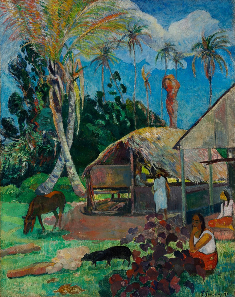 ranska: Les pourceaux noirs Mustat siat tekijältä Paul Gauguin