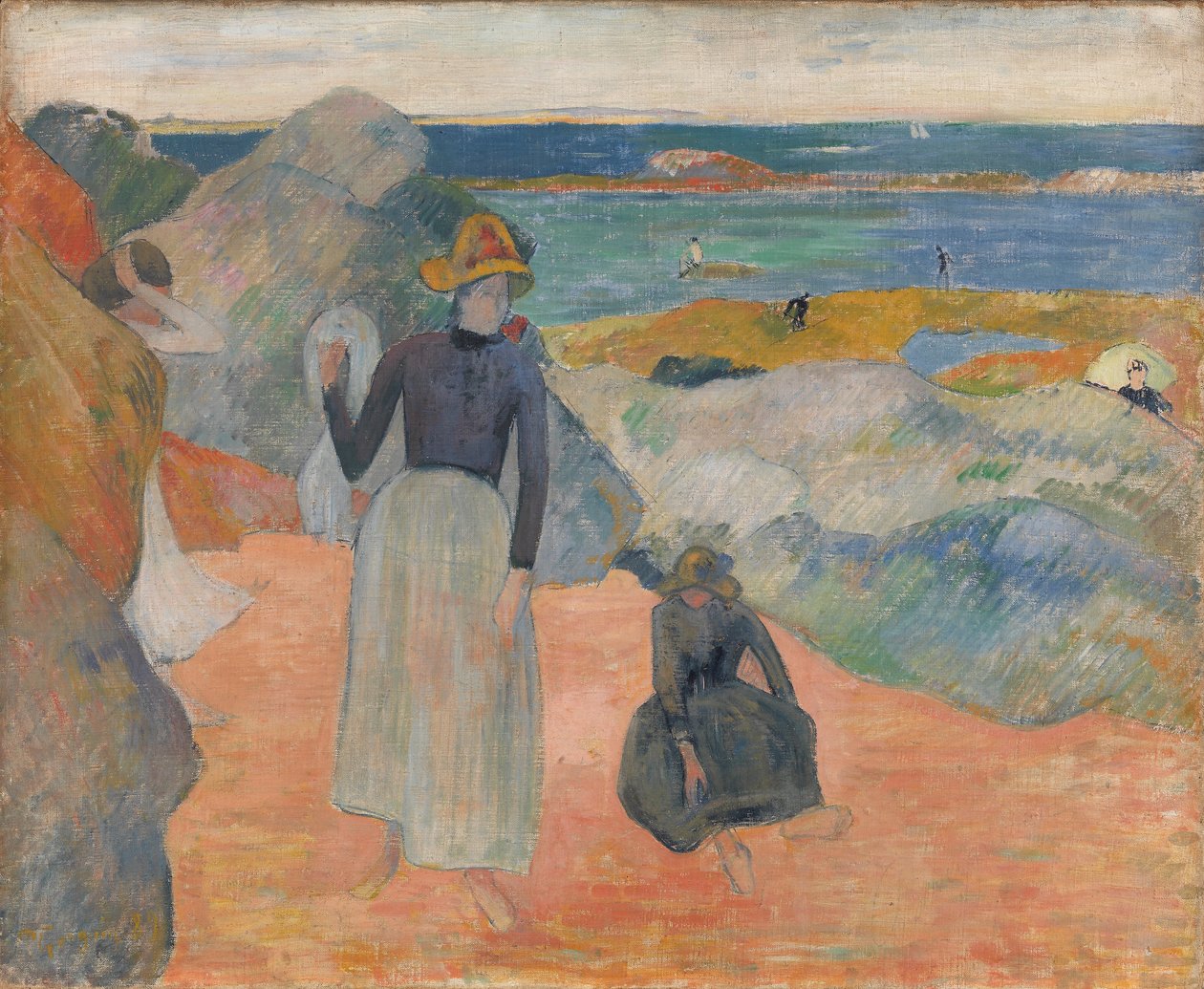 Ranskalainen:  Sur la plage en Bretagne At the Beach (Rannalla) tekijältä Paul Gauguin