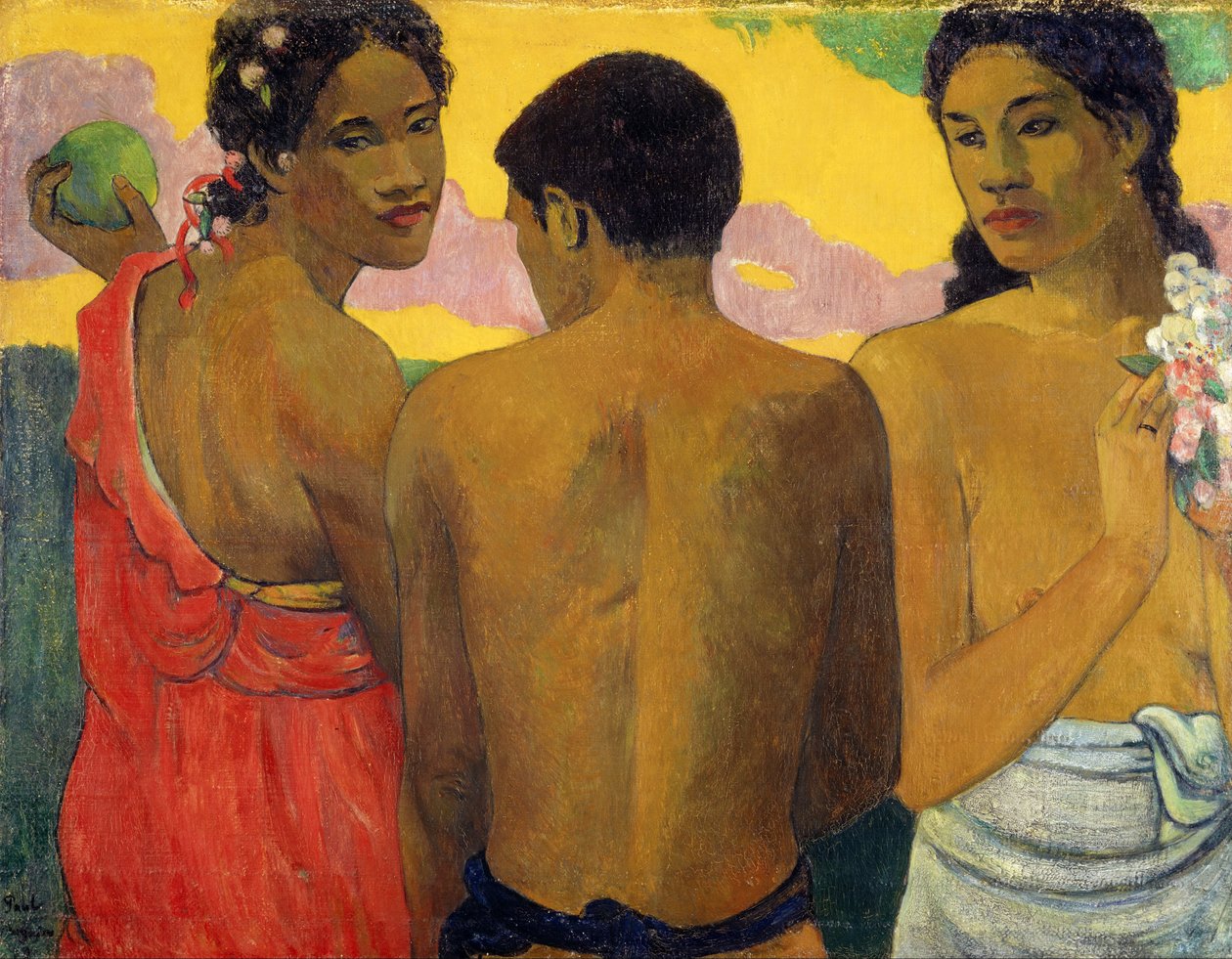Ranska: Trois Tahitiens, tai Keskustelu Kolme Tahitialaista. tekijältä Paul Gauguin