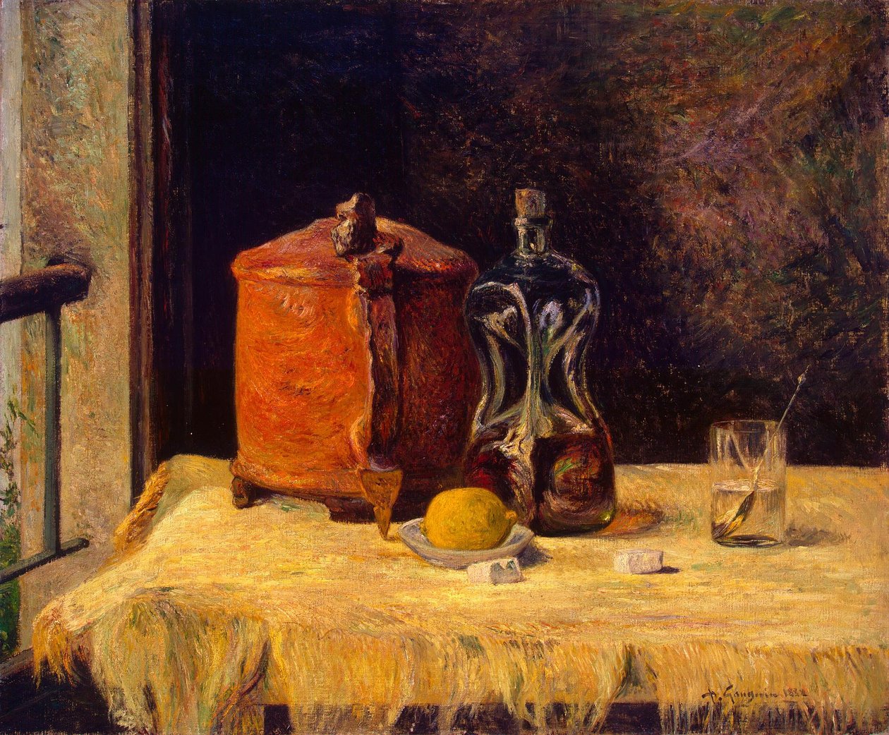 ranska: À la fenêtre, nature morte At the Window (ikkunassa) tekijältä Paul Gauguin