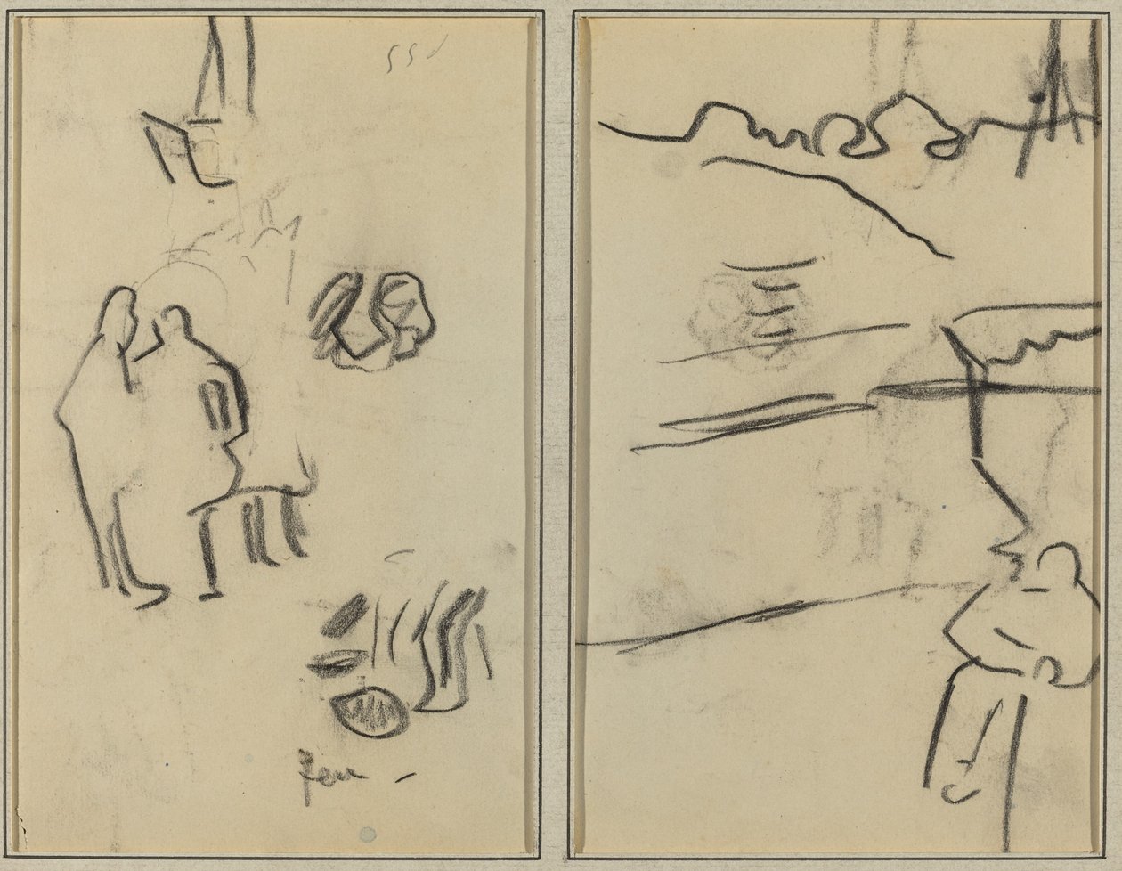 Ihmisen muotojen ryhmä; Mies istuu [recto] tekijältä Paul Gauguin