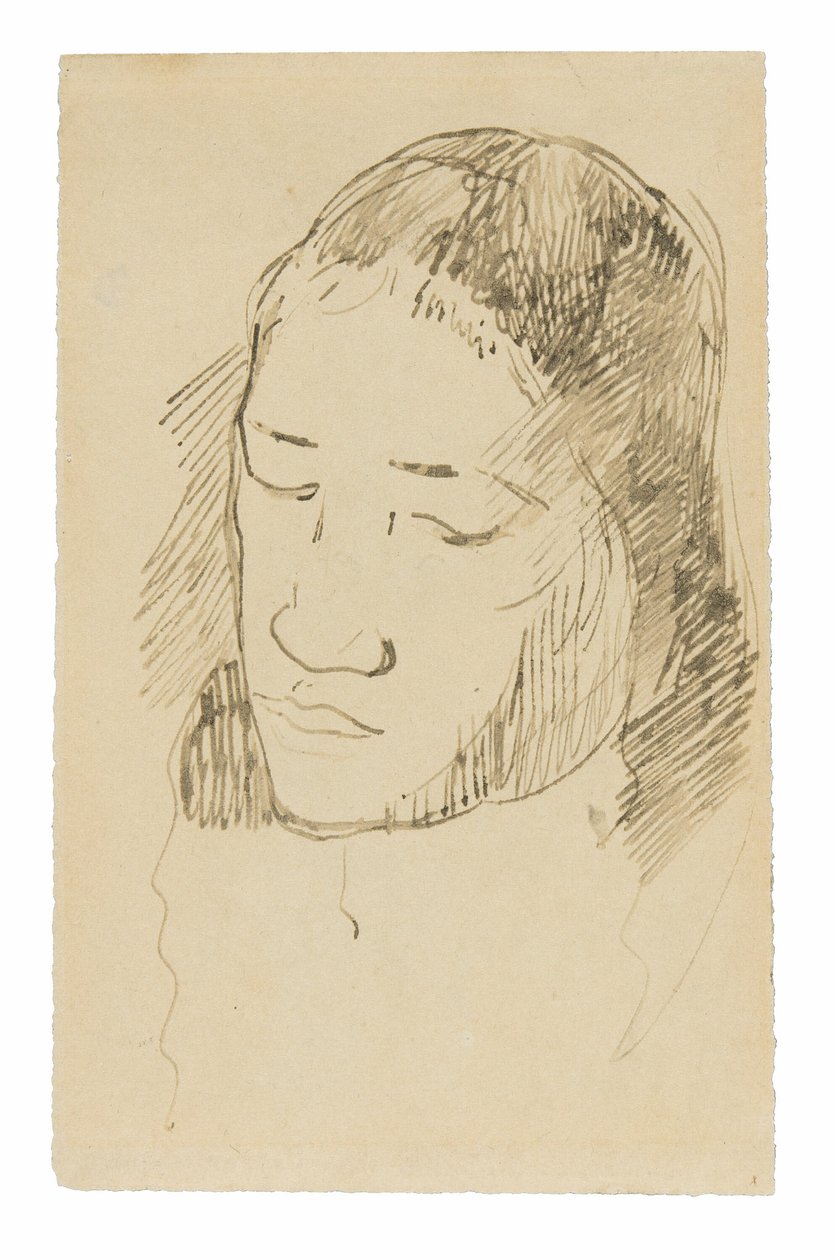 Tahitilaisen naisen pää (recto), luonnokset anatomisista yksityiskohdista (käänteinen) tekijältä Paul Gauguin