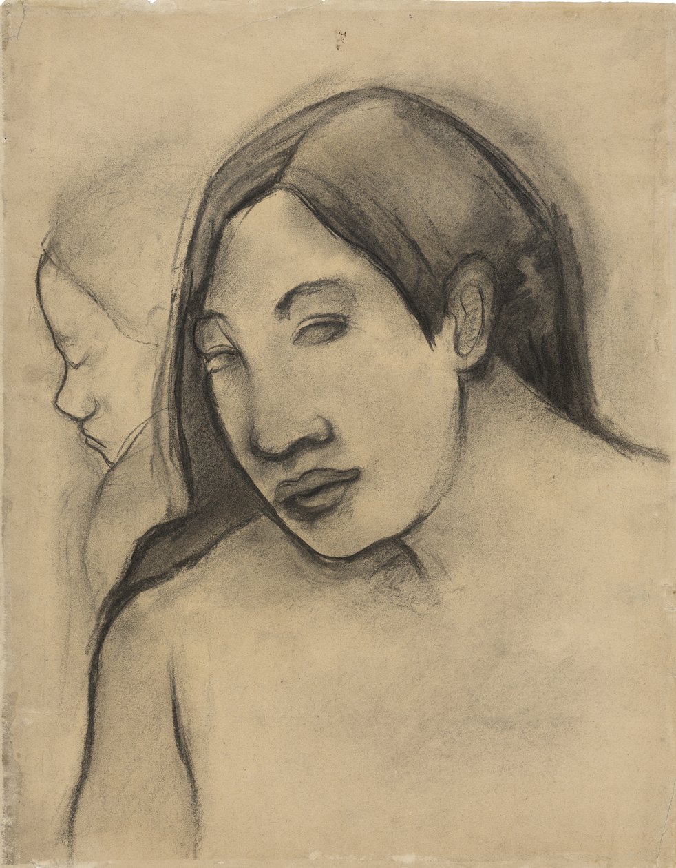 Tahitilaisten naisten päämiehet, etu- ja profiilinäkymät, 1891-93 tekijältä Paul Gauguin