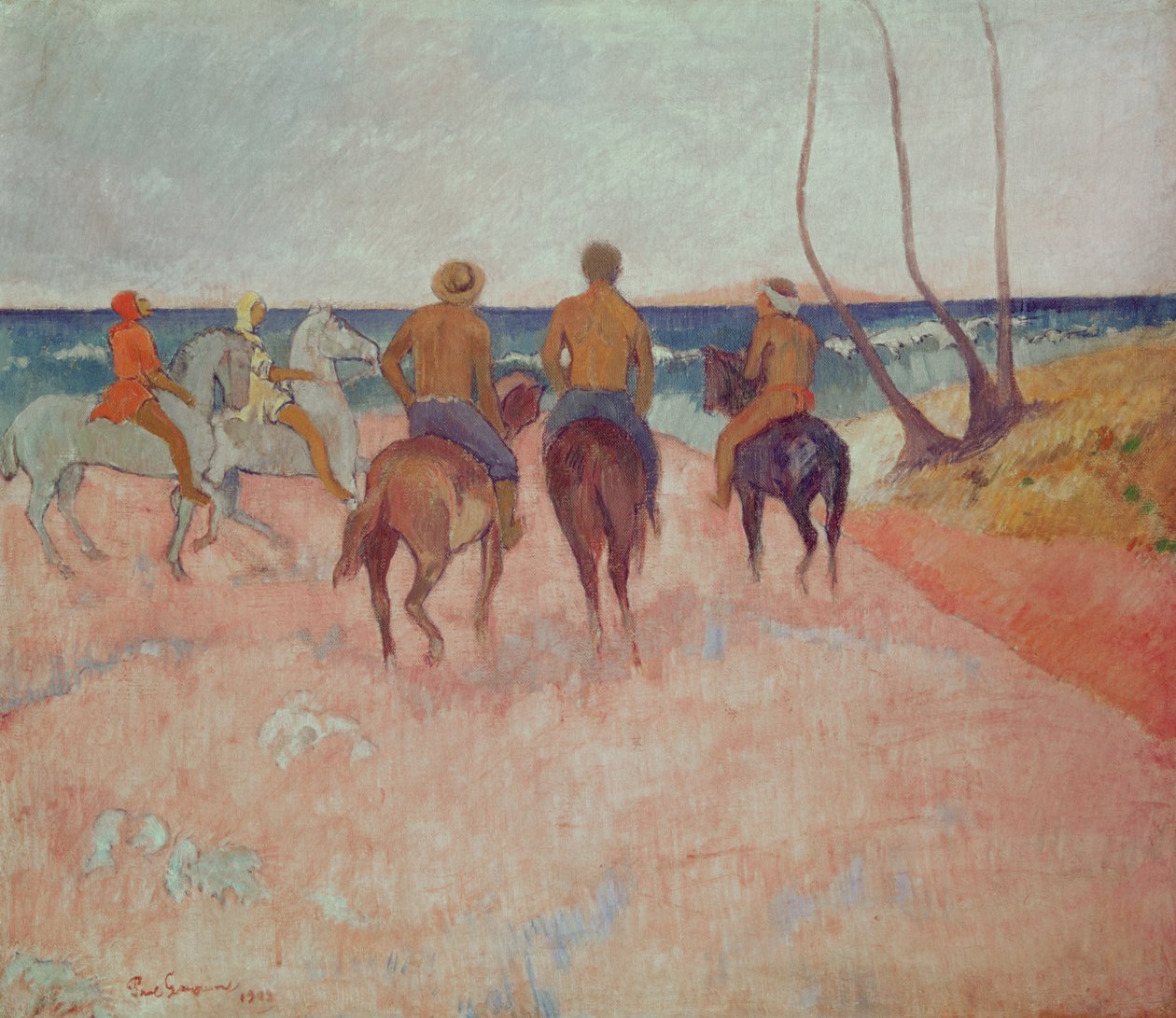 Horseman on the Beach (Hiva Hoa) 1902 tekijältä Paul Gauguin