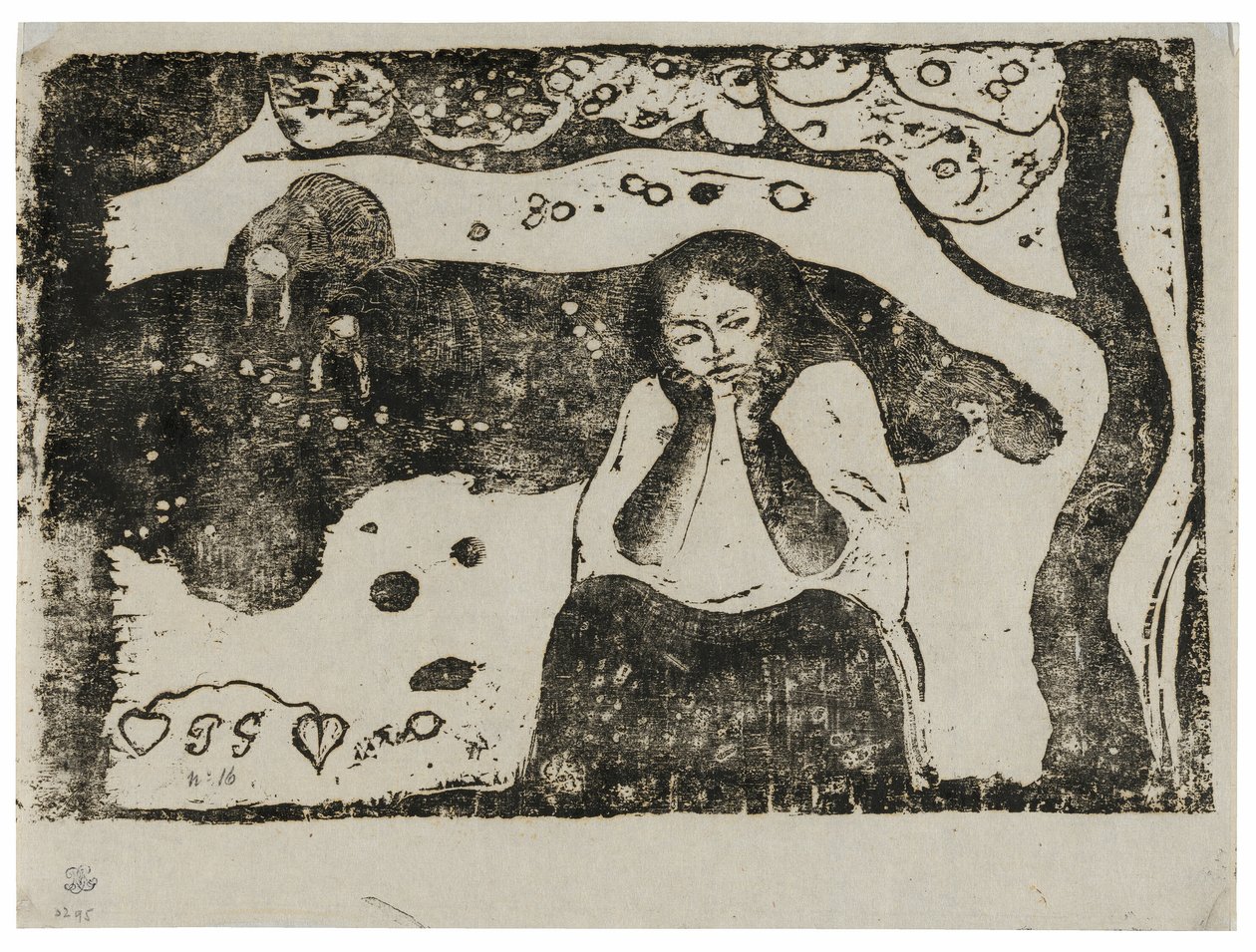 Ihmisen kurjuudet, sviitistä Late Wood-Block Prints (myöhäiset puupiirrokset). tekijältä Paul Gauguin