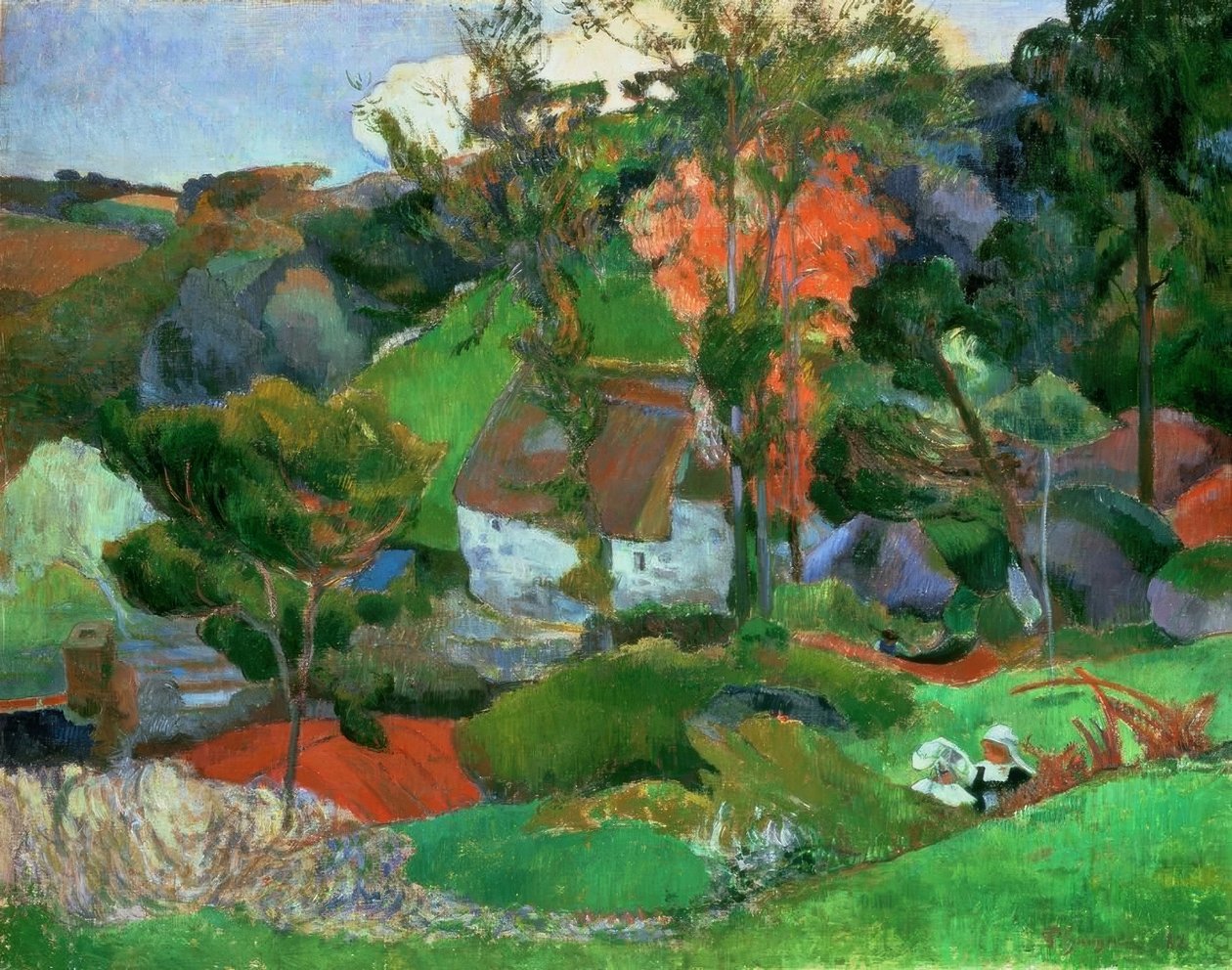 La femme à la cruche, ou Paysage à Pont-Aven tekijältä Paul Gauguin