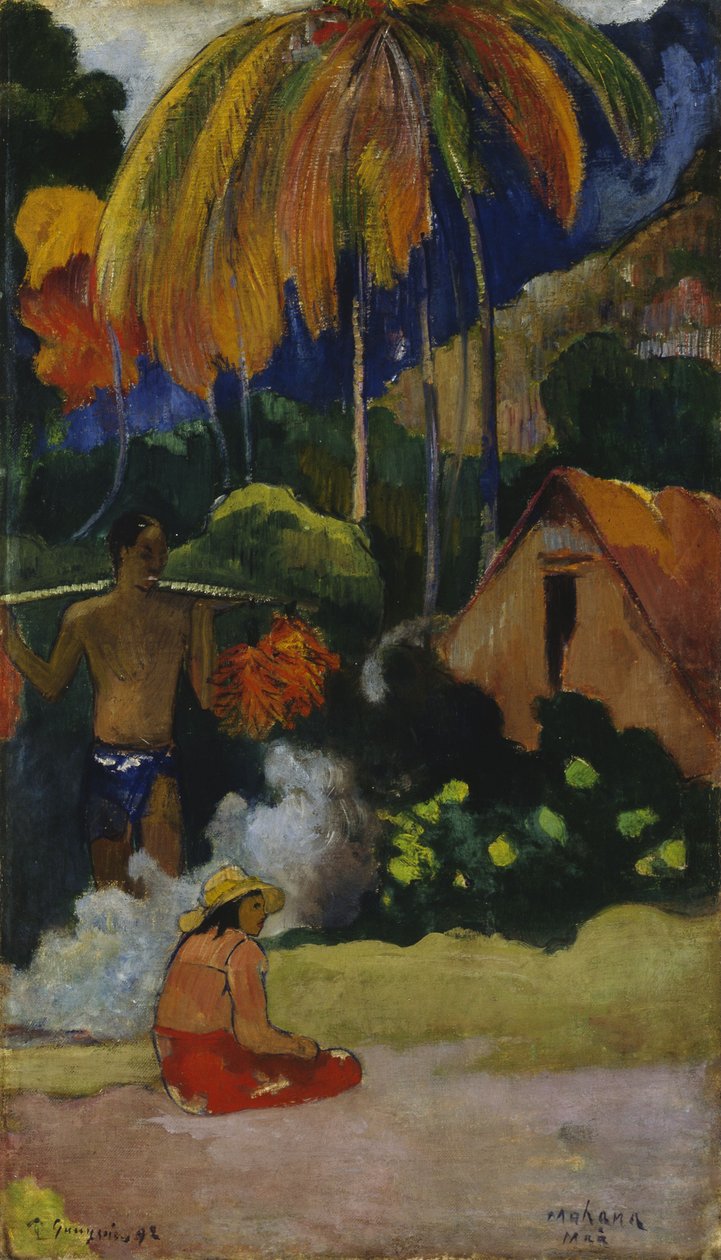 Maisema kohteessa Tahiti (Mahana Maà) tekijältä Paul Gauguin