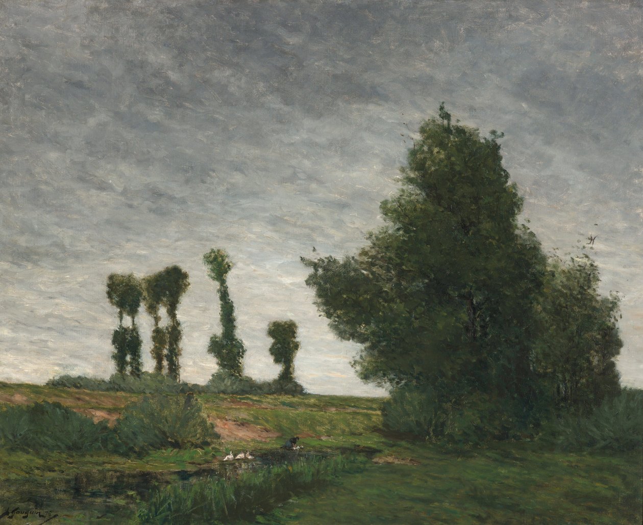 Maisema ja poppeleita tekijältä Paul Gauguin