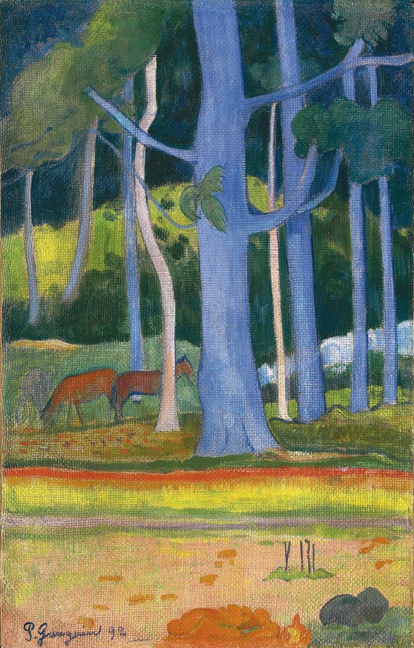 Maisema sinisillä puilla Maisema sinisillä rungoilla, 1892 tekijältä Paul Gauguin