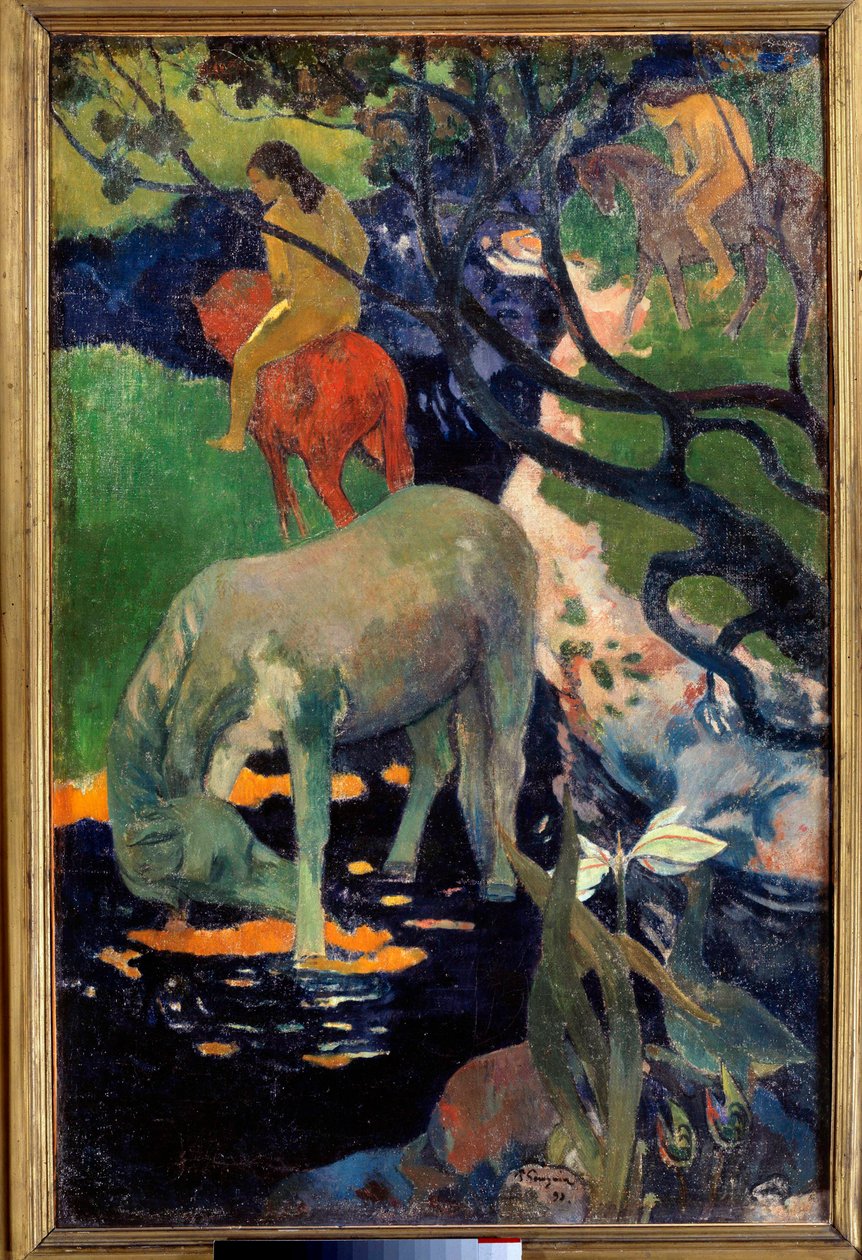 Le cheval blanc Paul Gauguinin (1848-1903) maalaus 1898 su. 1,4x0,91 m Pariisi, musee d