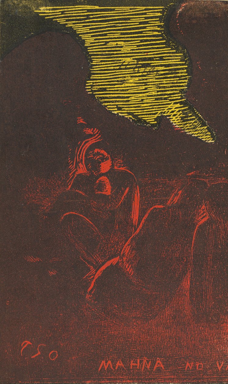 Mahna no Varua Ino Demoni puhuu [verso], 18941895. tekijältä Paul Gauguin