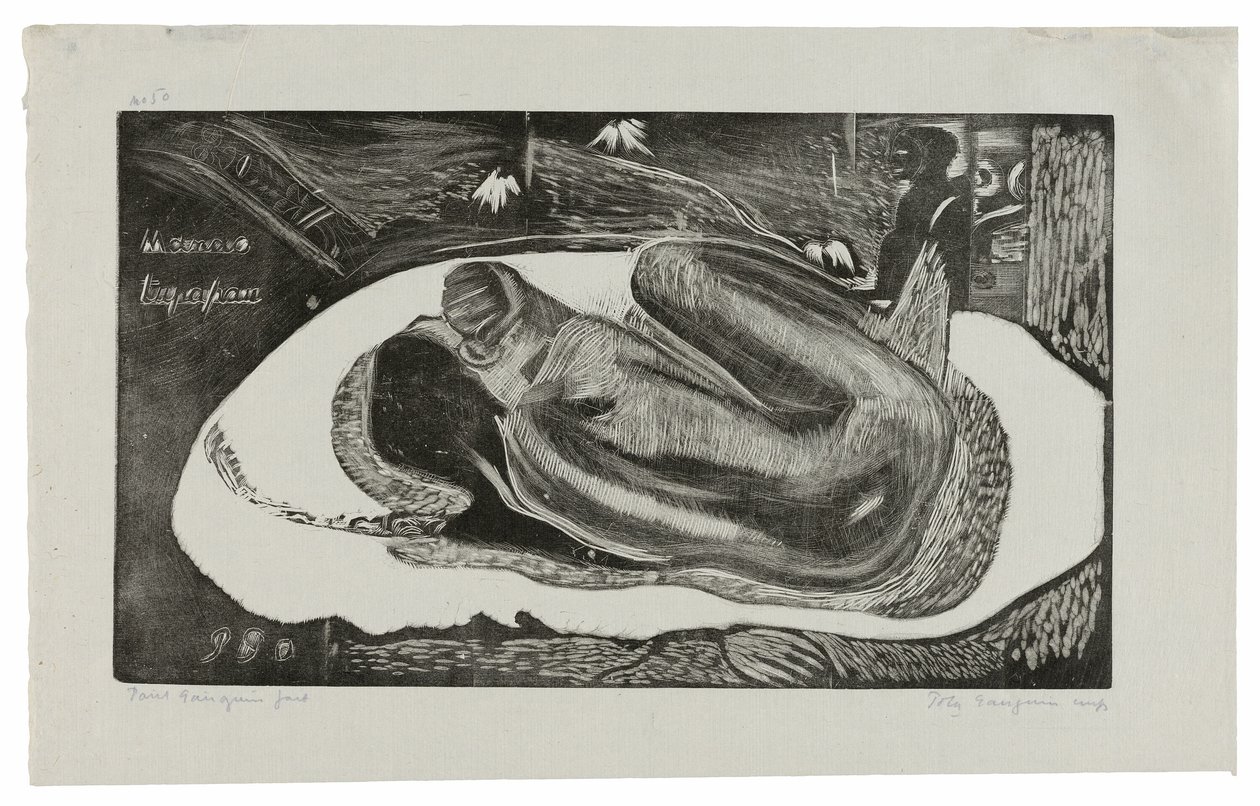 Manao tupapau (Hän ajattelee kummitusta tai Aave ajattelee häntä), Noa Noa -sviitistä tekijältä Paul Gauguin