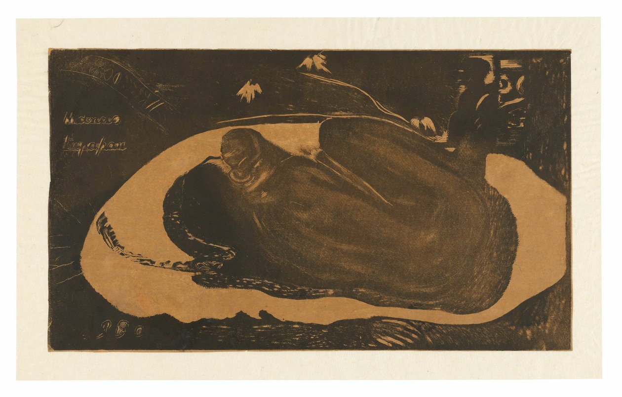Manau tupapau (Hän ajattelee aavetta tai Aave ajattelee häntä), Noa Noa-sviitistä. tekijältä Paul Gauguin