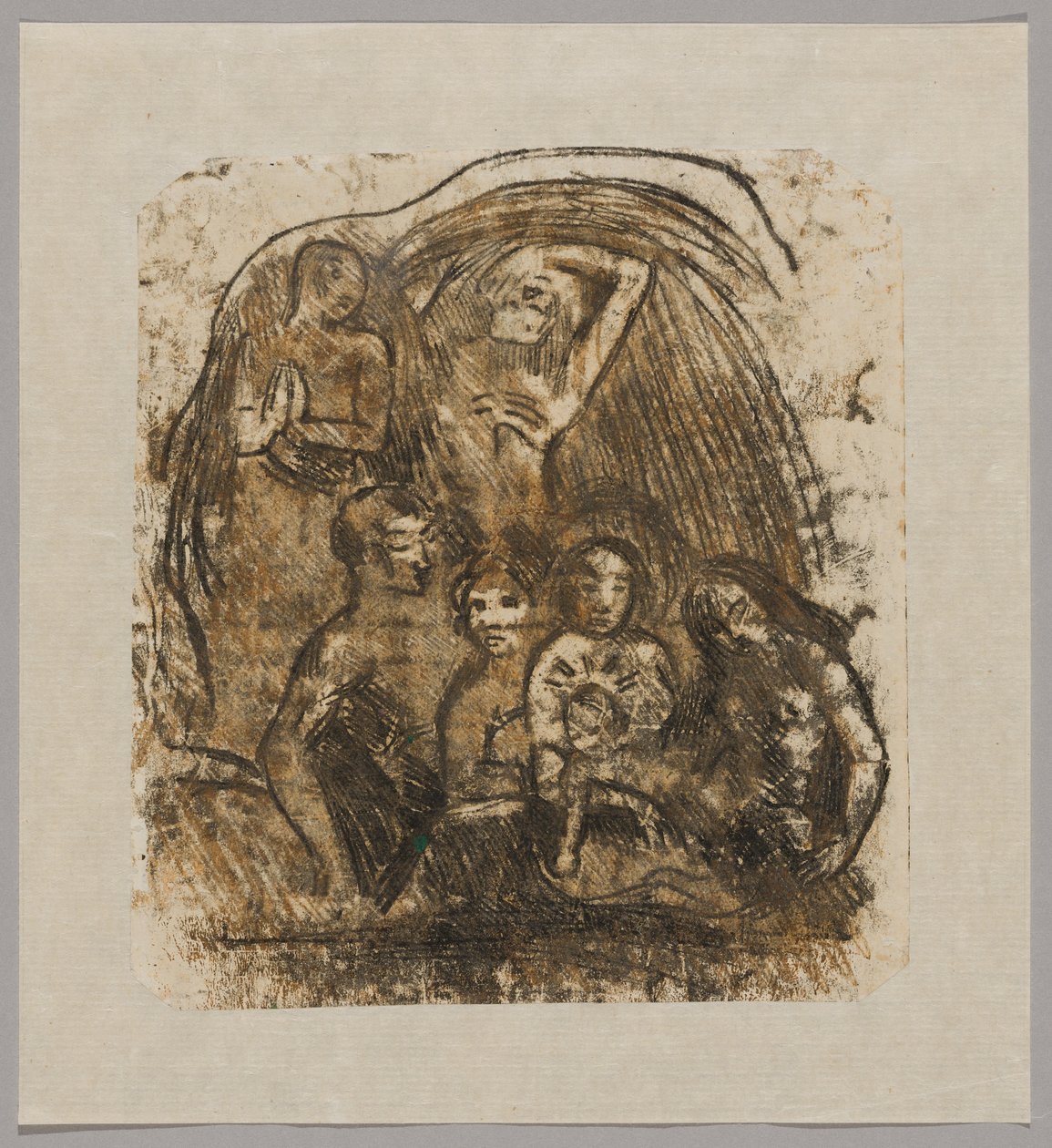 Nativity (Äiti ja lapsi viiden hahmon ympäröimänä) tekijältä Paul Gauguin