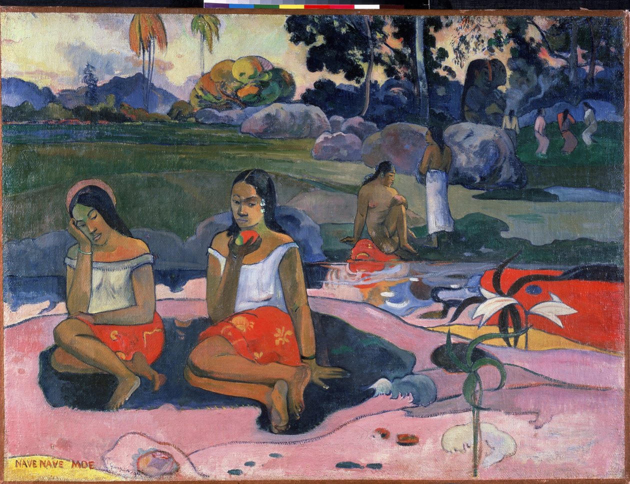 ""Nave Nave Moe"" (Pyhä lähde: Sweet Dreams) Paul Gauguinin (1848-1903) maalaus (Posti-impressionismi) 1894 Koko 73x98 cm Pietari, Eremitaasin museo tekijältä Paul Gauguin