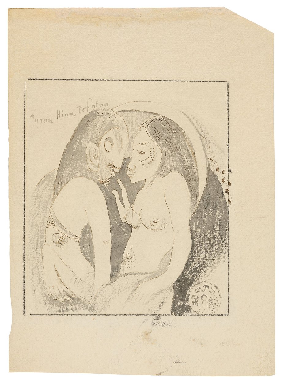 Parau Hina Tefatou (Kuun jumalattaren ja Maan jumalan väliset sanat) tekijältä Paul Gauguin