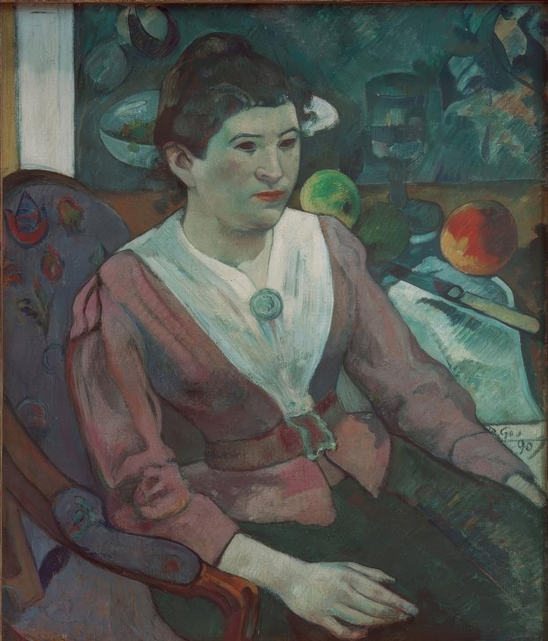 Portrait de femme à la nature morte de Cézanne – Marie Derr tekijältä Paul Gauguin