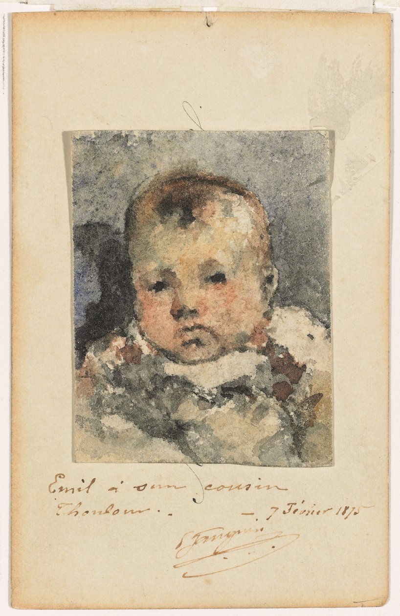 Lapsen muotokuva, 7. helmikuuta 1875 (akvarelli paperille asetettuna alkuperäiselle käyntikortille) tekijältä Paul Gauguin