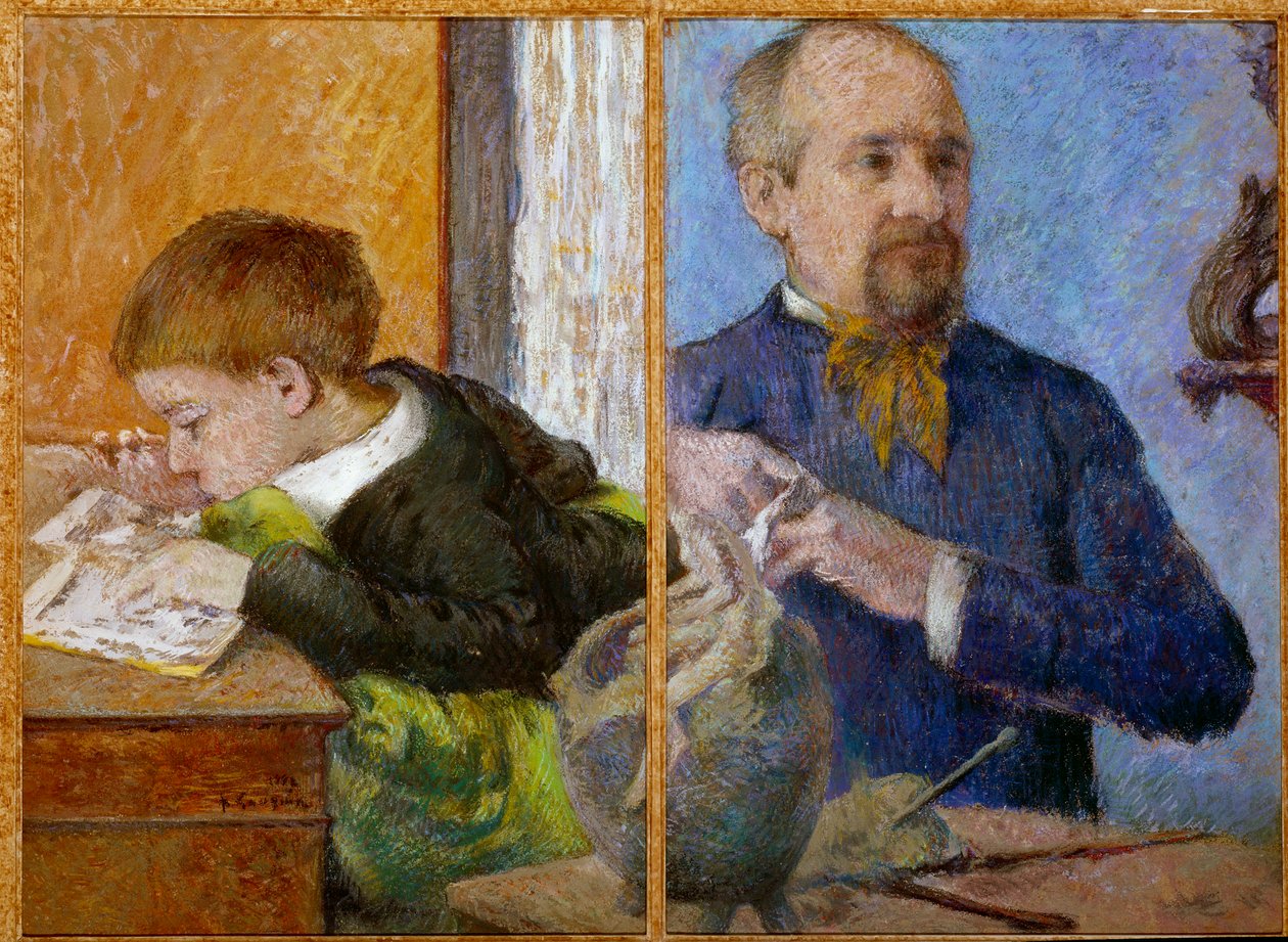 Kuvanveistäjä Jean Paul Aubén (1837 - 1907) ja hänen poikansa Emilen muotokuva. Paul Gauguinin maalaus (1848-1903) tekijältä Paul Gauguin