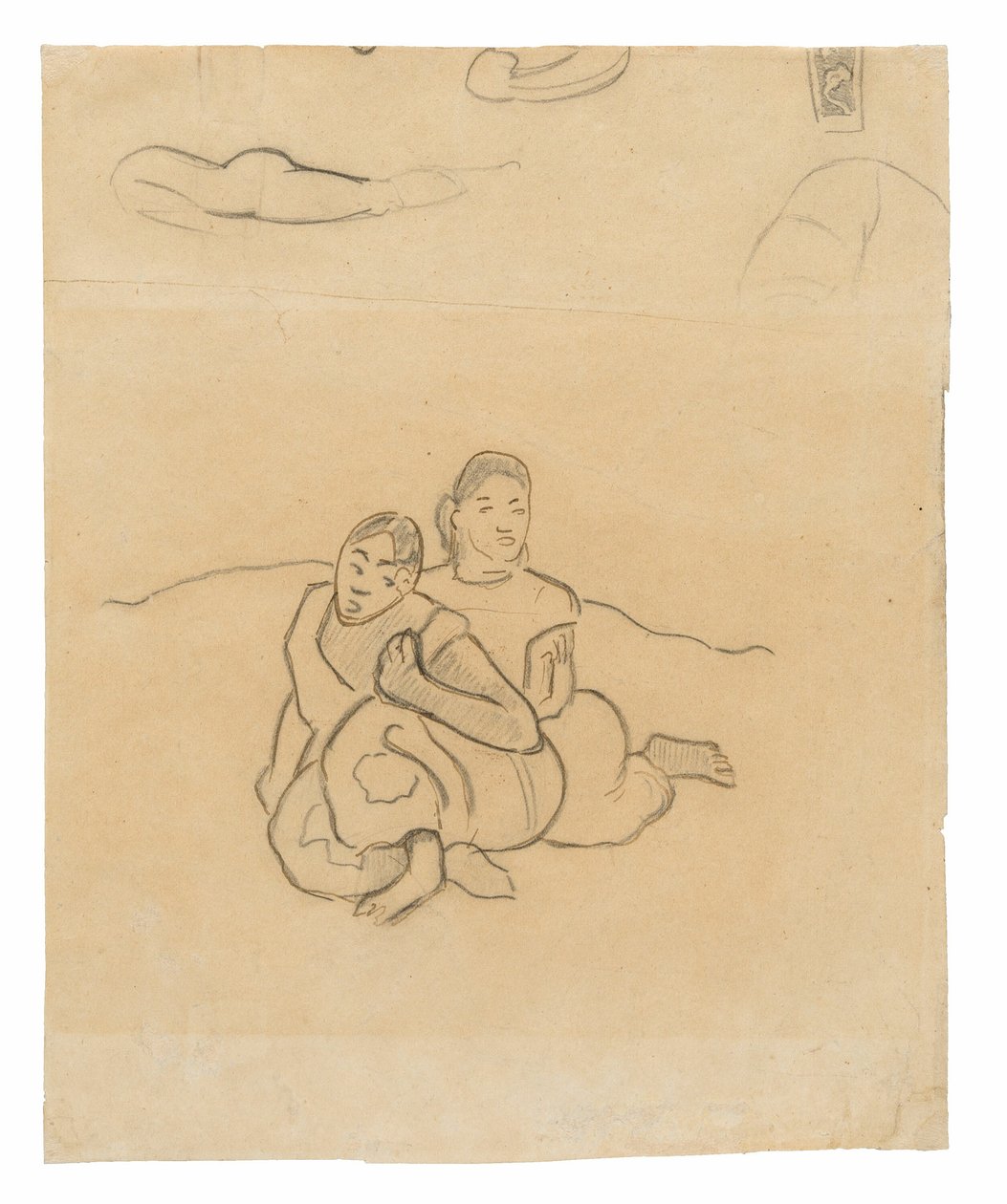 Istuvat tahitilaiset naiset (liittyy maalaukseen Nafea faa ipoipo [Milloin menet naimisiin?]) ja muita luonnoksia tekijältä Paul Gauguin