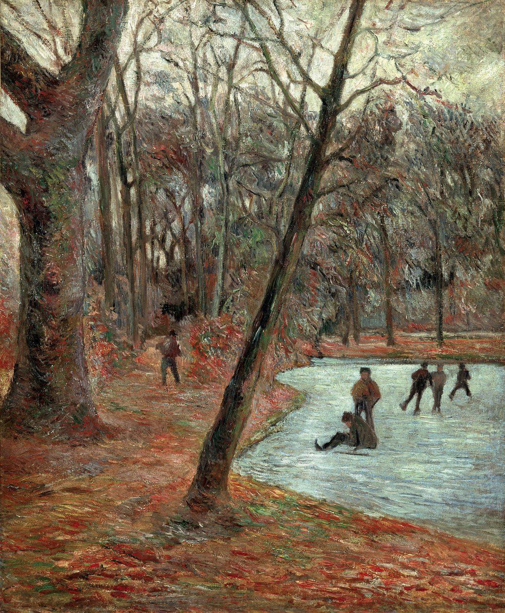 Luistelijat Frederiksbergin puistossa, Gauguin, Paul Eugene Henri (1848-1903). Öljy kankaalle, koko: 65x54 tekijältä Paul Gauguin