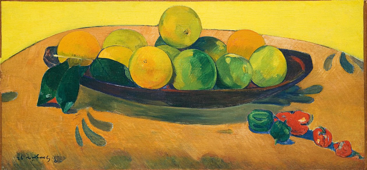 Asetelma hedelmien ja pippurien kanssa; Asetelma hedelmillä ja paprikoilla, 1892 tekijältä Paul Gauguin