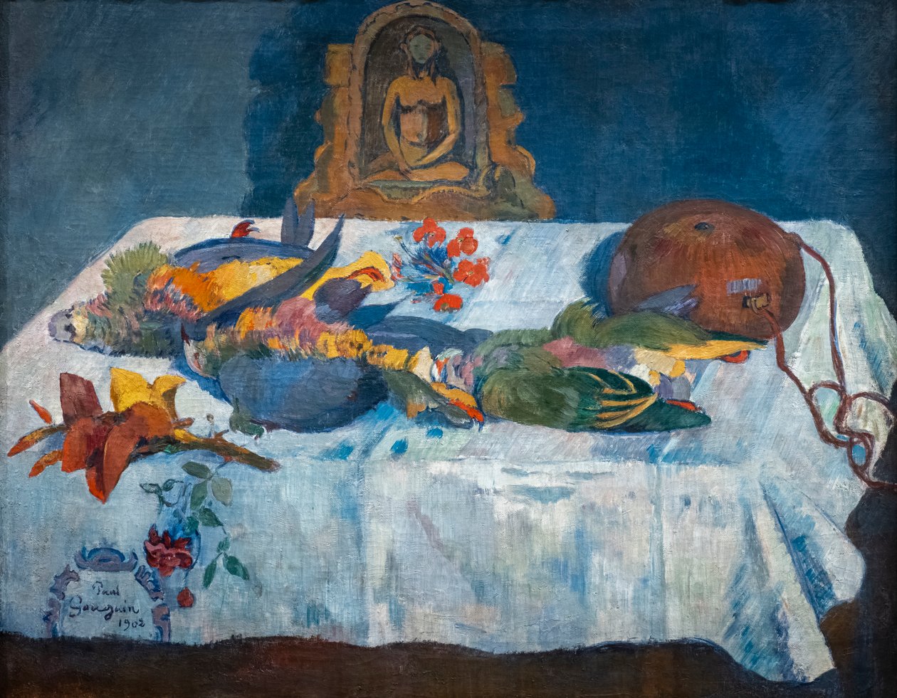 Asetelma papukaijoilla tekijältä Paul Gauguin