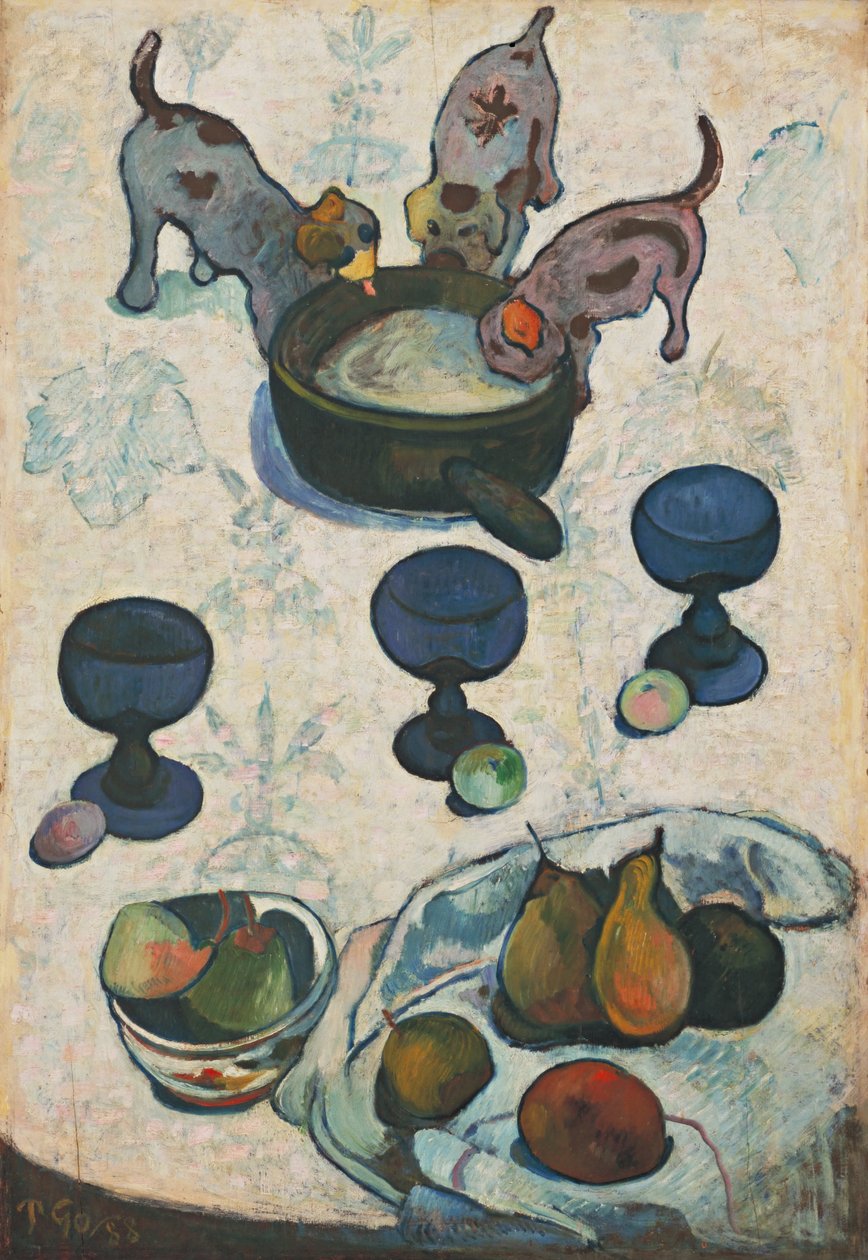 Asetelma kolmen pennun kanssa tekijältä Paul Gauguin