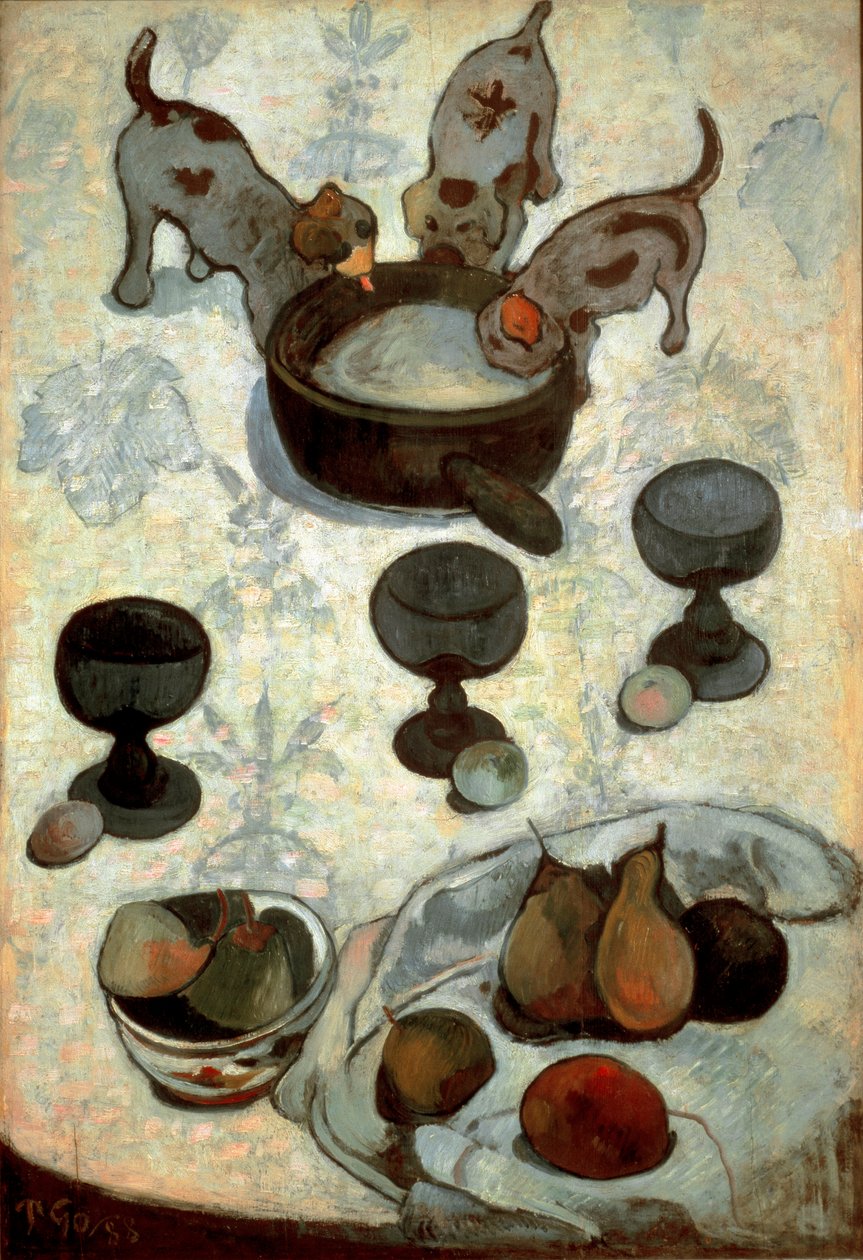 Asetelma kolmen pennun kanssa tekijältä Paul Gauguin