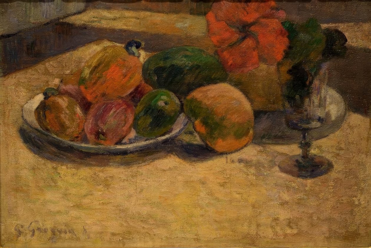 Stillleben mit Mango und Hibiskus tekijältä Paul Gauguin